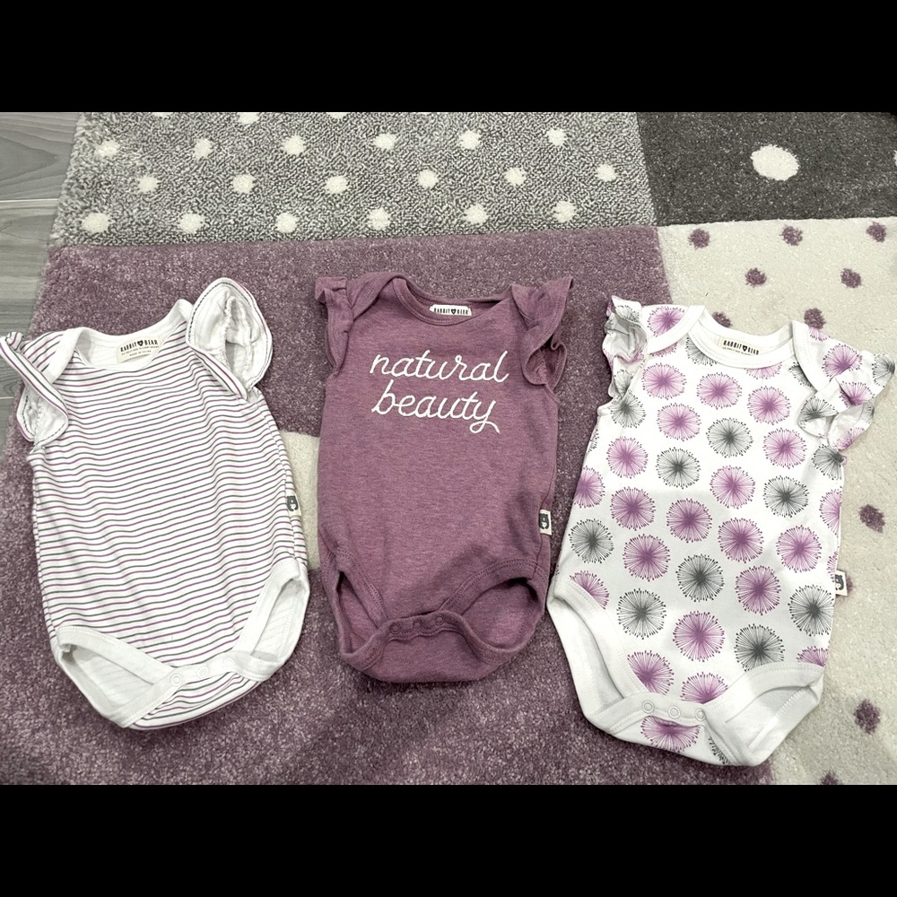 Rabbit Bear Baby girls 3-6 months matching 3 piece onesie set